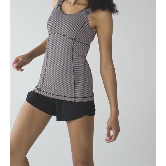 Lululemon Happy Strappy Tank Mini Pop Stripe Black Mink Berry Size 6 - Picture 5 of 9